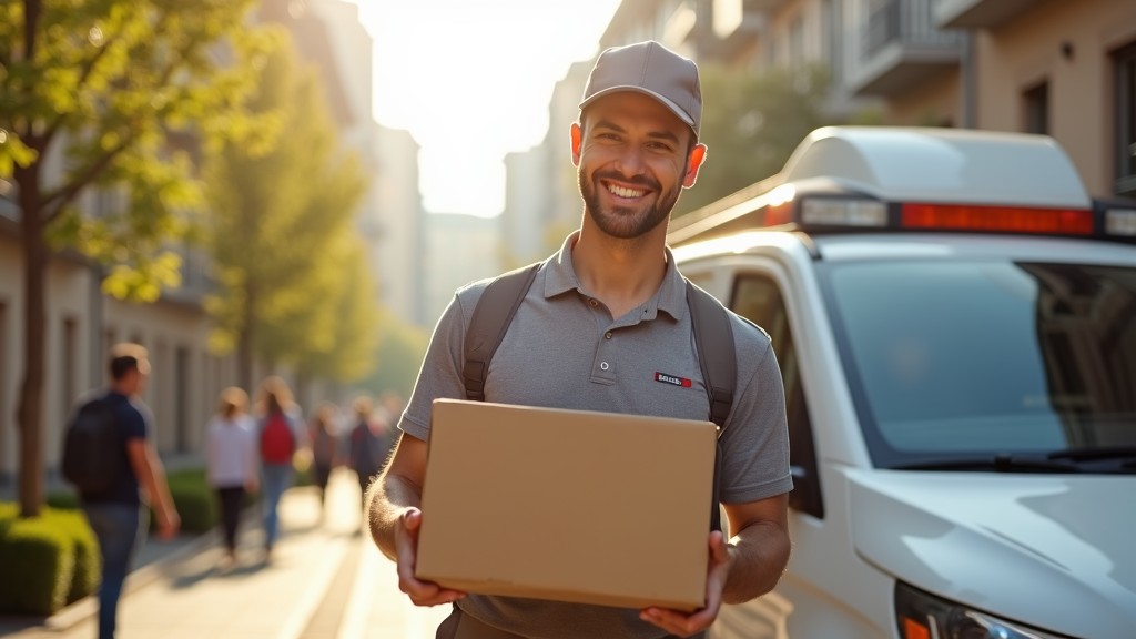 courier driver delivering parcel